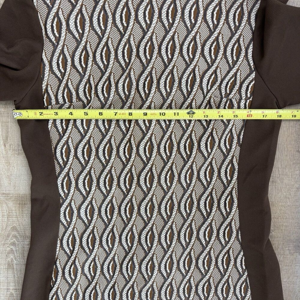 Vtg Womens Bleeker Street Brown Geometric Dress Sz 14 (M/L) Mod Mad Men Retro - Picture 14 of 16